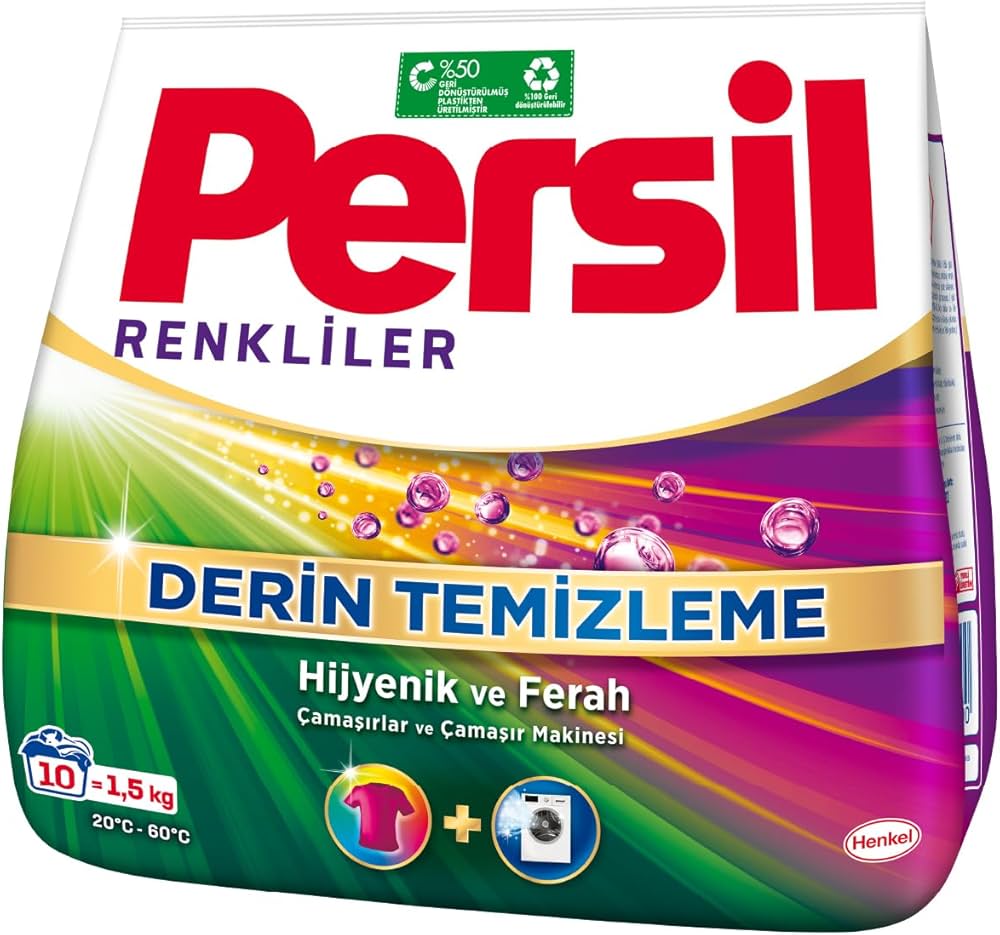9000101598506 پودر ماشین لباسشویی مخصوص لباس های رنگی پرسیل 1/5 - تصویر 1