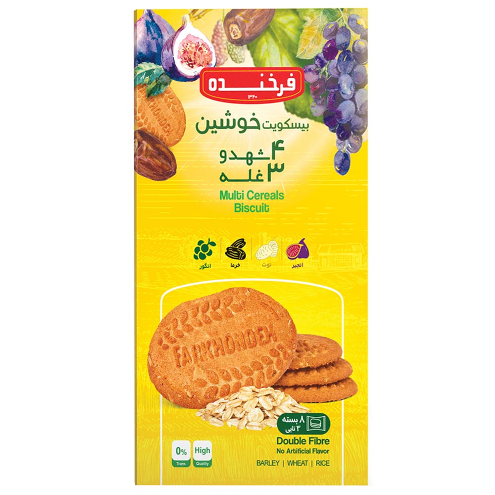 6260222601735 بیسکوئیت خوشین 4 شهد و 3 غله - تصویر 1