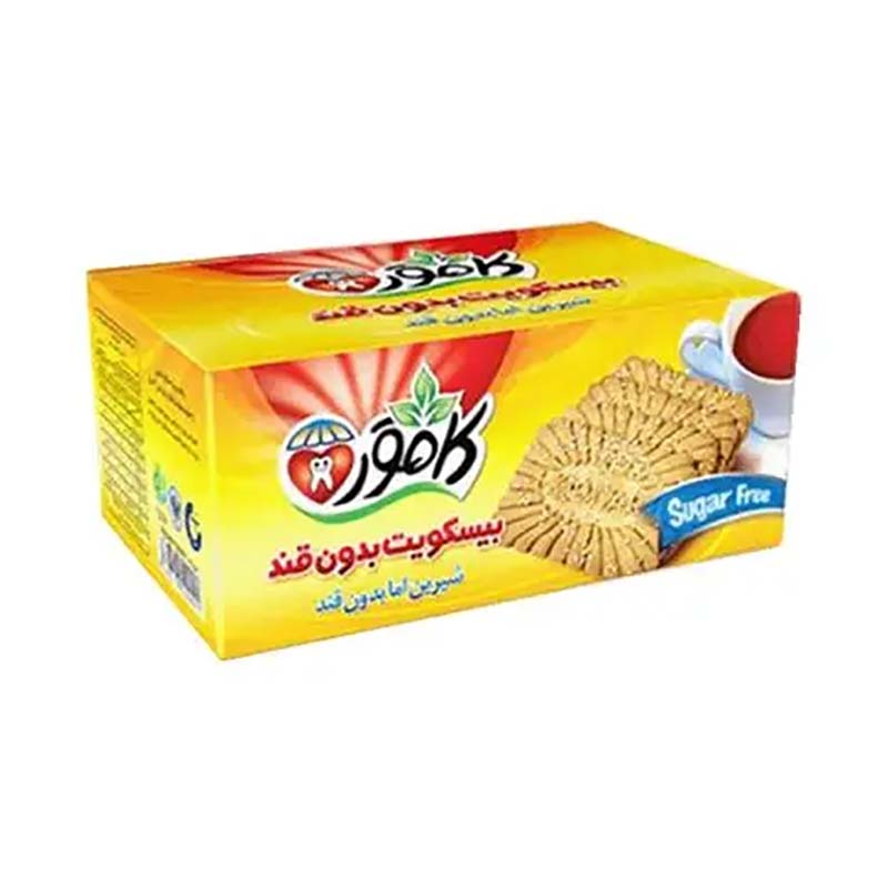 6260118501484_91f8685e بیسکوییت بدون شکر وانیلی با آرد گندم و تزئین کنجد کامور 360 گرمی - تصویر 1